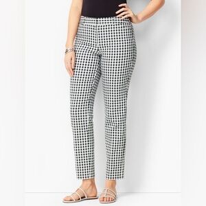 Talbots Hampshire Ankle Pants Size 4P Black White Gingham Preppy Pin Up